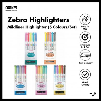 Zebra Highlighters Mildliner Highlighter (5 Colours/set) 