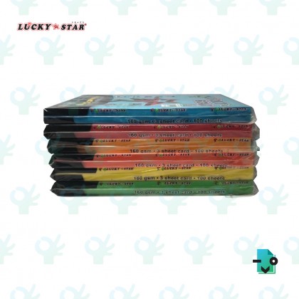 IK Lucky Star A4 3 Sheet Card 160GSM 100'S (Dark Colours)