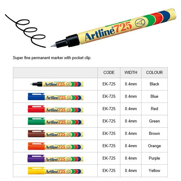 Artline 725 Permanent Marker 0.4MM