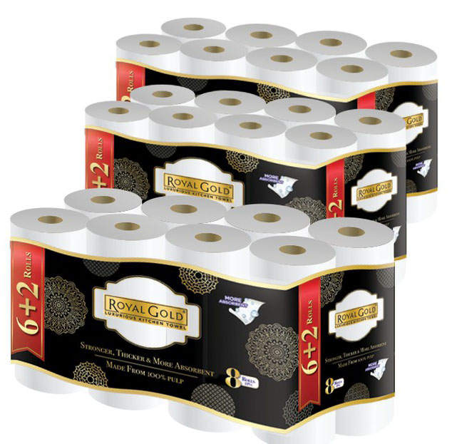 Ofiskita Royal Gold Luxurious Kitchen Towel 55 Sheets 8 Rolls 1